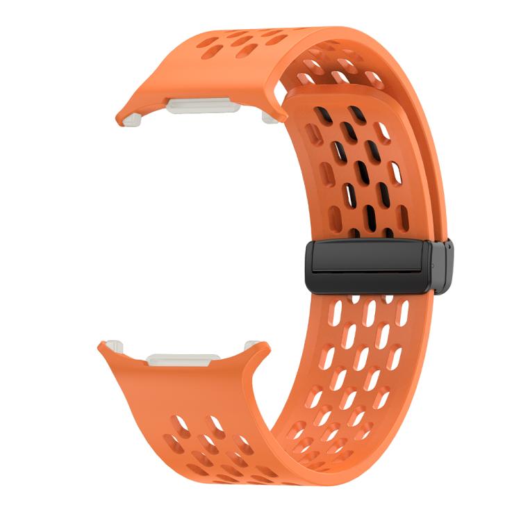 For Samsung Galaxy Watch Ultra 47mm / Ultra 2025 Kalebol Porous Silicone Magnetic Watch Band(Orange) by Kalebol