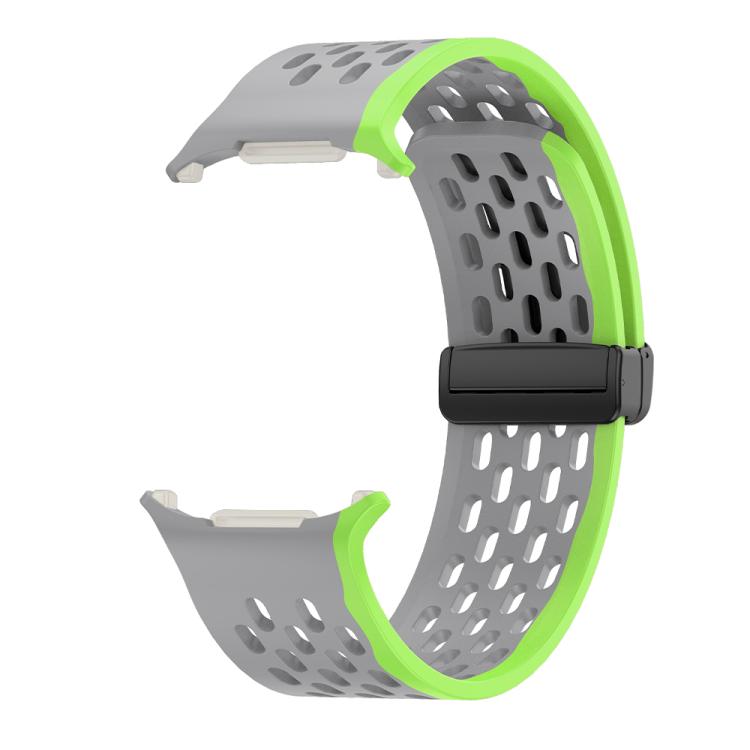 For Samsung Galaxy Watch Ultra 47mm / Ultra 2025 Kalebol Porous Silicone Magnetic Watch Band(Grey Green) by Kalebol