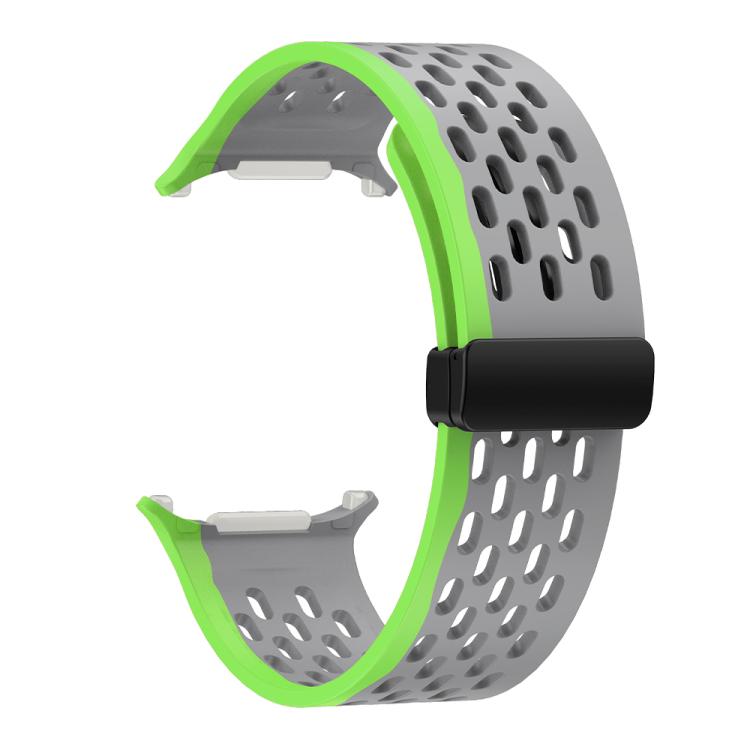 For Samsung Galaxy Watch Ultra 47mm / Ultra 2025 Kalebol Porous Silicone Magnetic Watch Band(Grey Green) by Kalebol