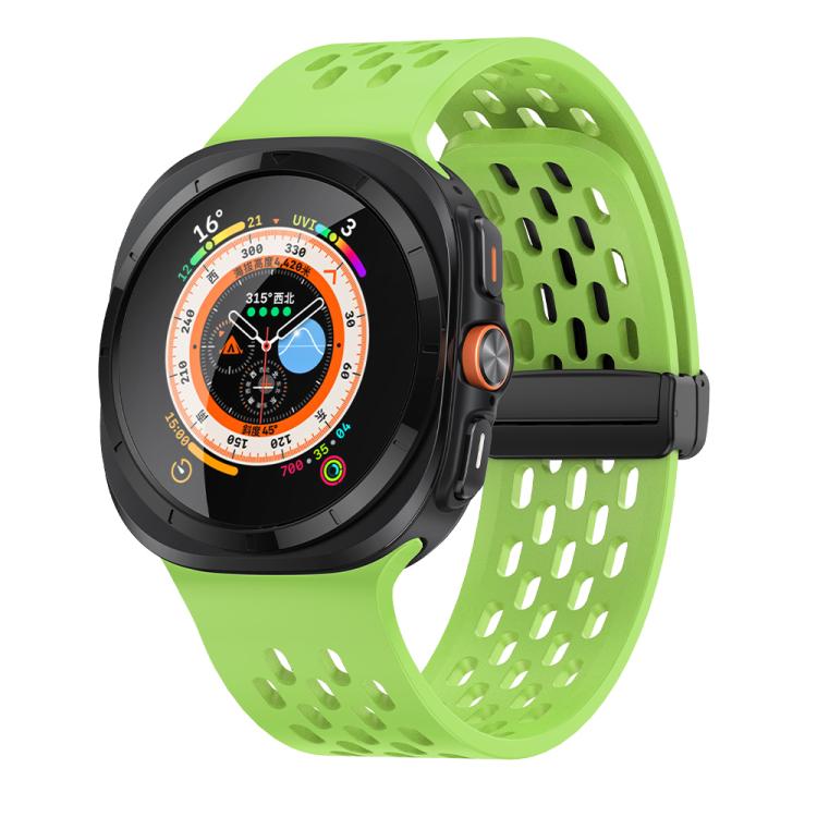 For Samsung Galaxy Watch Ultra 47mm / Ultra 2025 Kalebol Porous Silicone Magnetic Watch Band(Fluorescent Green) by Kalebol