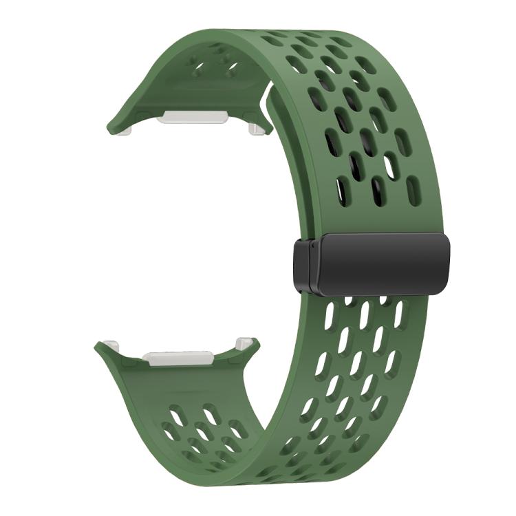 For Samsung Galaxy Watch Ultra 47mm / Ultra 2025 Kalebol Porous Silicone Magnetic Watch Band(Field Green) by Kalebol