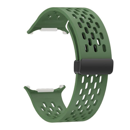 For Samsung Galaxy Watch Ultra 47mm / Ultra 2025 Kalebol Porous Silicone Magnetic Watch Band(Field Green) by Kalebol