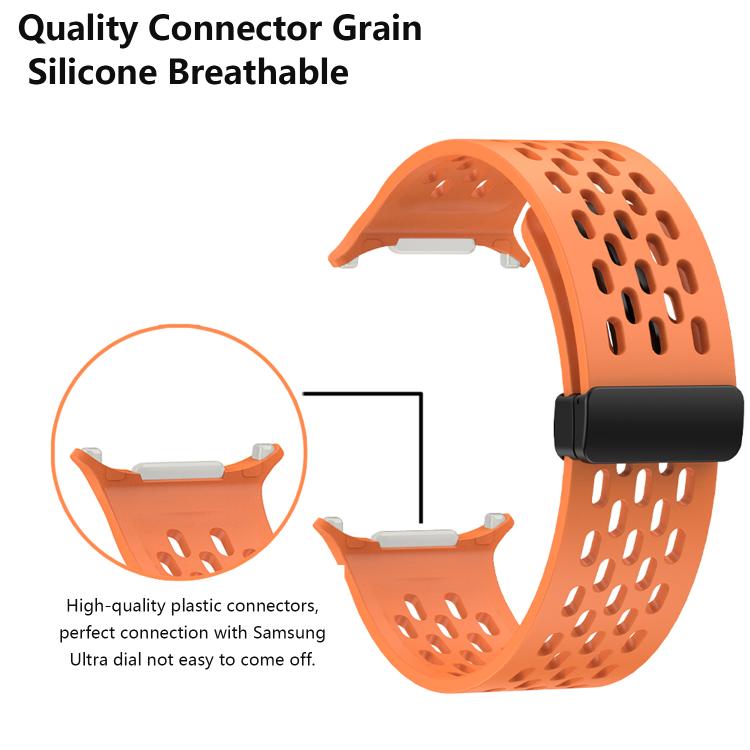 For Samsung Galaxy Watch Ultra 47mm / Ultra 2025 Kalebol Porous Silicone Magnetic Watch Band(Grey Orange) by Kalebol