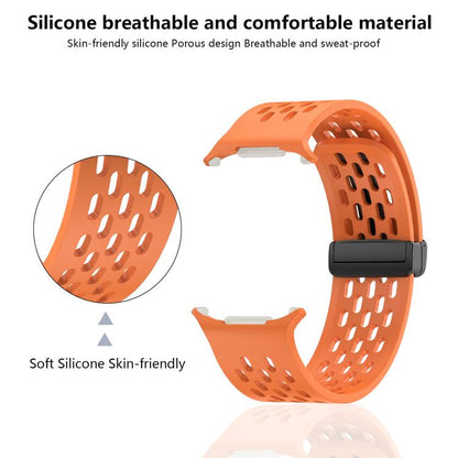 For Samsung Galaxy Watch Ultra 47mm / Ultra 2025 Kalebol Porous Silicone Magnetic Watch Band(Grey Orange) by Kalebol