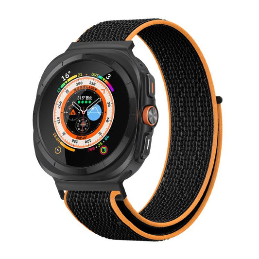 For Samsung Galaxy Watch Ultra 47mm / Ultra 2025 Kalebol Quick Release Nylon Braided Watch Band(Black Orange) by Kalebol