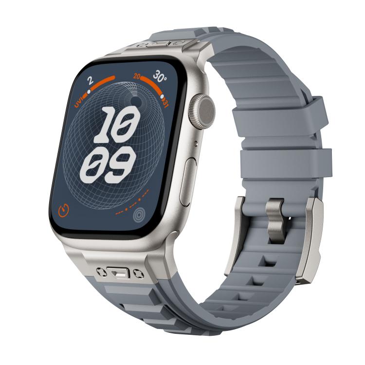 For Apple Watch 46mm / 49mm / 45mm / 44mm Kalebol High Stretch Silicone Armor Watch Band(Titanium Grey) by Kalebol