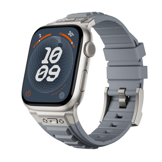 For Apple Watch 46mm / 49mm / 45mm / 44mm Kalebol High Stretch Silicone Armor Watch Band(Titanium Grey) by Kalebol
