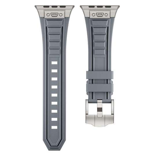 For Apple Watch 46mm / 49mm / 45mm / 44mm Kalebol High Stretch Silicone Armor Watch Band(Titanium Grey) by Kalebol