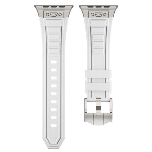 For Apple Watch 46mm / 49mm / 45mm / 44mm Kalebol High Stretch Silicone Armor Watch Band(Titanium White) by Kalebol