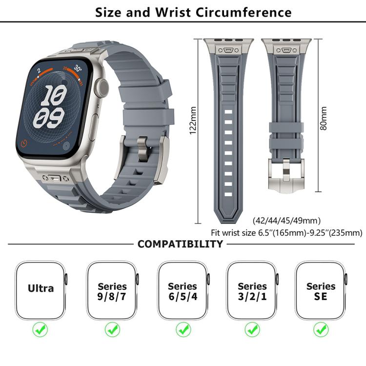 For Apple Watch 46mm / 49mm / 45mm / 44mm Kalebol High Stretch Silicone Armor Watch Band(Titanium White) by Kalebol