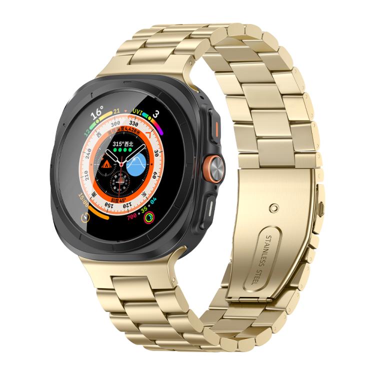 For Samsung Galaxy Watch Ultra 47mm / Ultra 2025 Kalebol Three-bead Steel Watch Band(Gold) by Kalebol