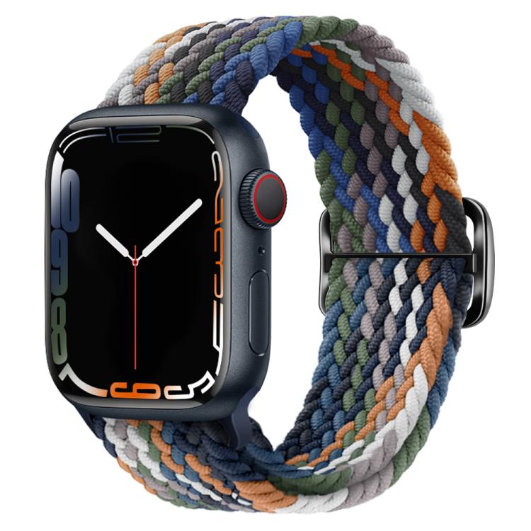 For Apple Watch 46mm / 49mm / 45mm / 44mm Kalebol Eight Buckle Nylon Braided Watch Band(Denim Colorful) by Kalebol