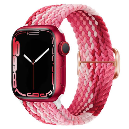 For Apple Watch 42mm / 41mm / 40mm / 38mm Kalebol Eight Buckle Nylon Braided Watch Band(Strawberry Red) by Kalebol