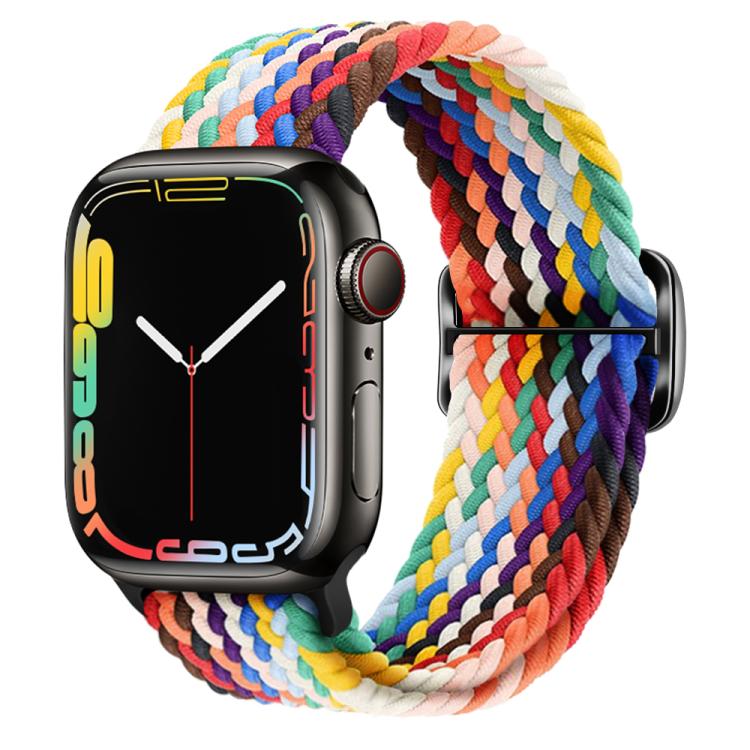 For Apple Watch 42mm / 41mm / 40mm / 38mm Kalebol Eight Buckle Nylon Braided Watch Band(Rainbow) by Kalebol