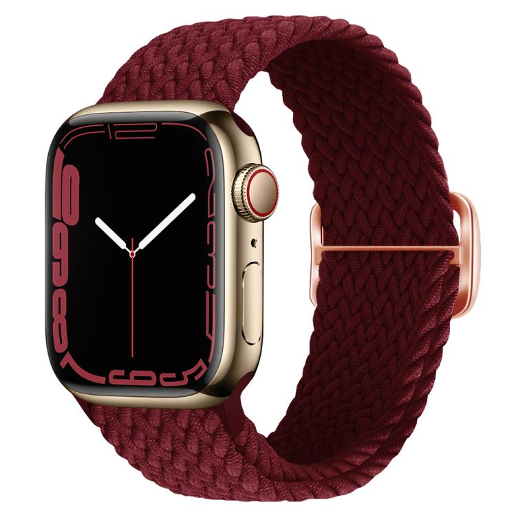 For Apple Watch 42mm / 41mm / 40mm / 38mm Kalebol Eight Buckle Nylon Braided Watch Band(Wine Red) by Kalebol