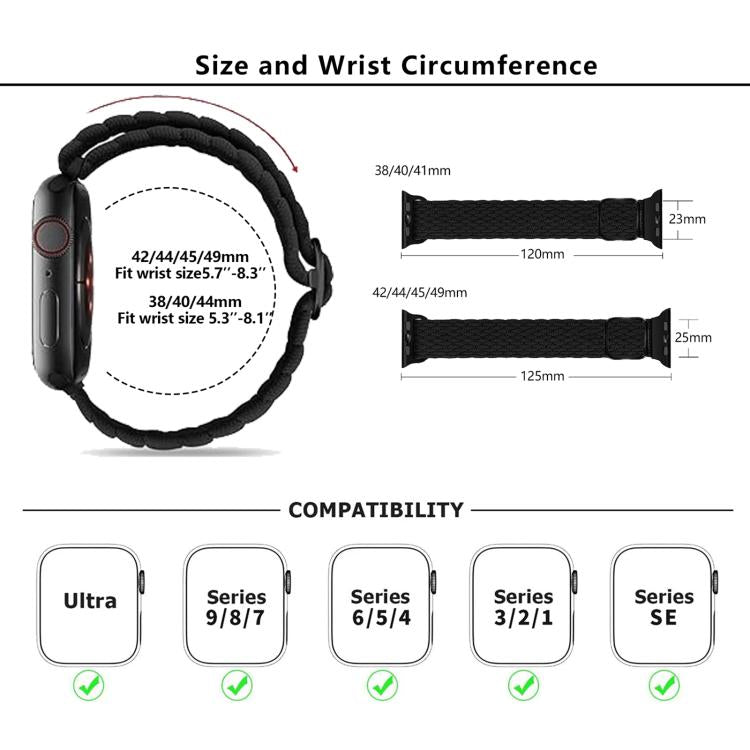 For Apple Watch 42mm / 41mm / 40mm / 38mm Kalebol Eight Buckle Nylon Braided Watch Band(Strawberry Red) by Kalebol