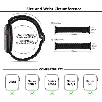 For Apple Watch 42mm / 41mm / 40mm / 38mm Kalebol Eight Buckle Nylon Braided Watch Band(Strawberry Red) by Kalebol