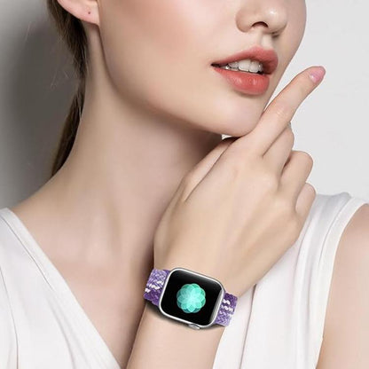 For Apple Watch 42mm / 41mm / 40mm / 38mm Kalebol Eight Buckle Nylon Braided Watch Band(Grape Purple) by Kalebol
