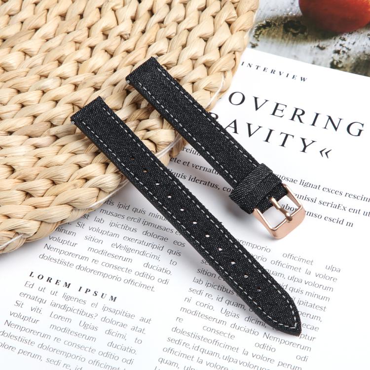 For Garmin Lily 2 14mm Kalebol Linen Leather Watch Strap(Black) by Kalebol