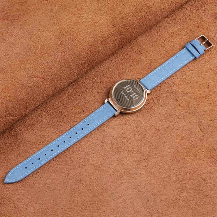 For Garmin Lily 2 14mm Kalebol Linen Leather Watch Strap(Light Blue) by Kalebol