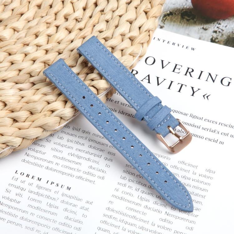 For Garmin Lily 2 14mm Kalebol Linen Leather Watch Strap(Light Blue) by Kalebol