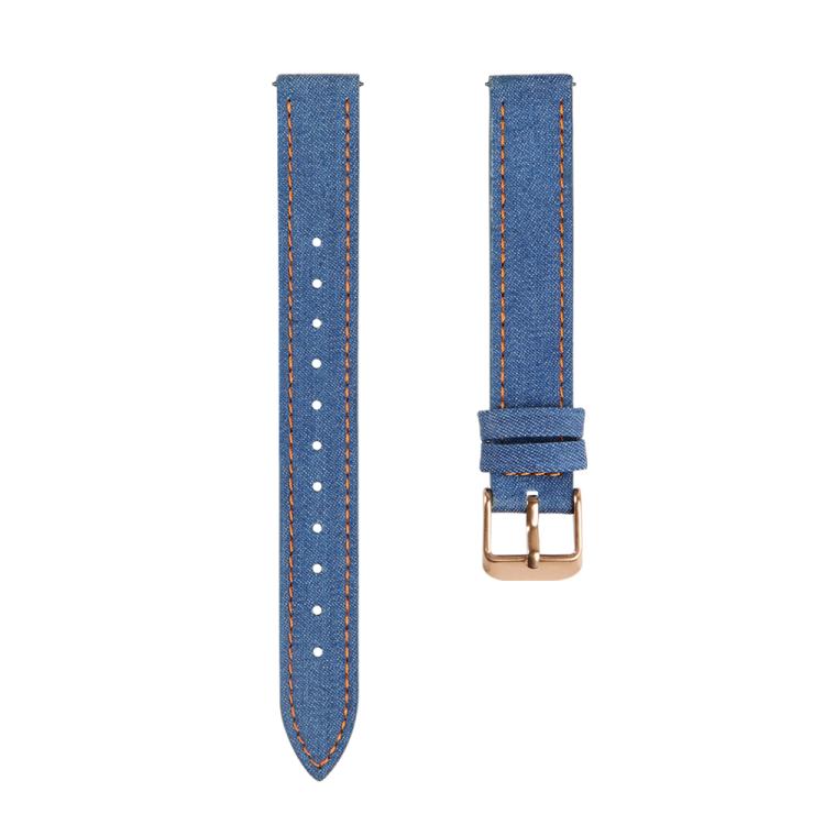 For Garmin Lily 2 14mm Kalebol Linen Leather Watch Strap(Dark Blue) by Kalebol