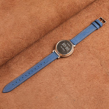 For Garmin Lily 2 14mm Kalebol Linen Leather Watch Strap(Dark Blue) by Kalebol