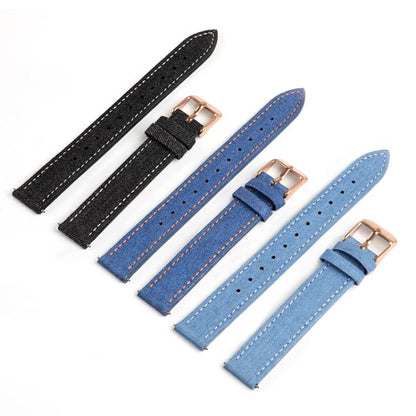 For Garmin Lily 2 14mm Kalebol Linen Leather Watch Strap(Dark Blue) by Kalebol