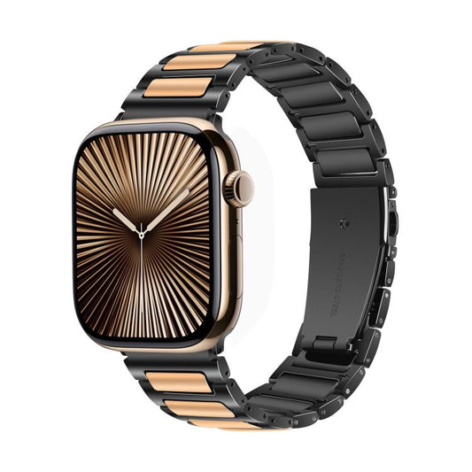 For Apple Watch 42mm / 41mm / 40mm / 38mm Kalebol Tooling Metal Zinc Alloy Watch Band(Black Rose Gold) by Kalebol