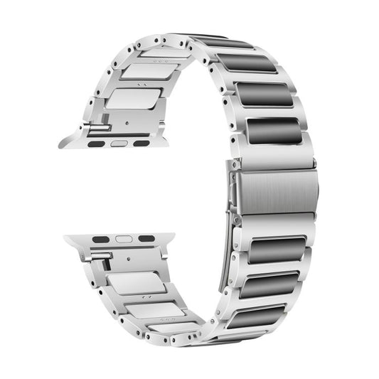 For Apple Watch 42mm / 41mm / 40mm / 38mm Kalebol Tooling Metal Zinc Alloy Watch Band(Silver Black) by Kalebol
