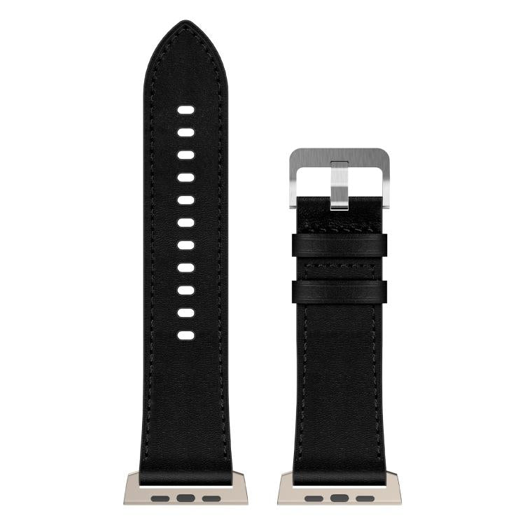 For Apple Watch 46mm / 49mm / 45mm / 44mm Kalebol Genuine Leather Watch Band(Titanium Black) by Kalebol