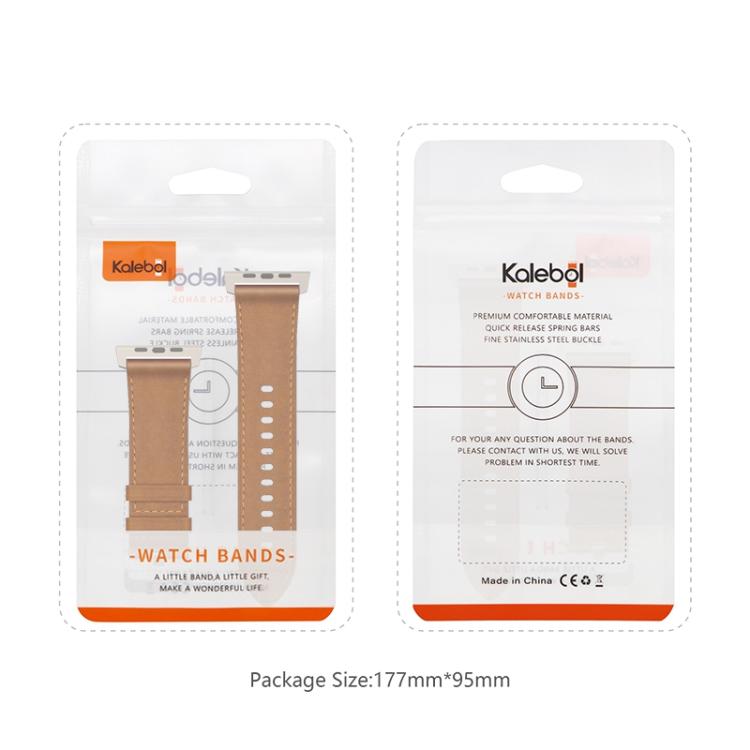 For Apple Watch 46mm / 49mm / 45mm / 44mm Kalebol Genuine Leather Watch Band(Black Brown) by Kalebol
