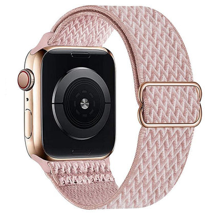 For Apple Watch 46mm / 49mm / 45mm / 44mm Kalebol Eight Buckle Wavy Braided Nylon Watch Band(Rose Pink) by Kalebol
