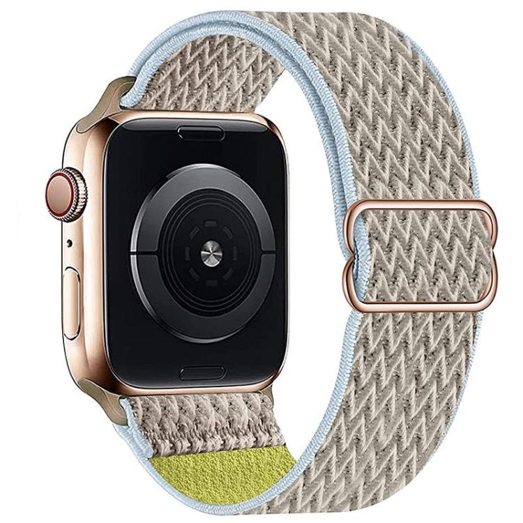 For Apple Watch 46mm / 49mm / 45mm / 44mm Kalebol Eight Buckle Wavy Braided Nylon Watch Band(Apricot) by Kalebol