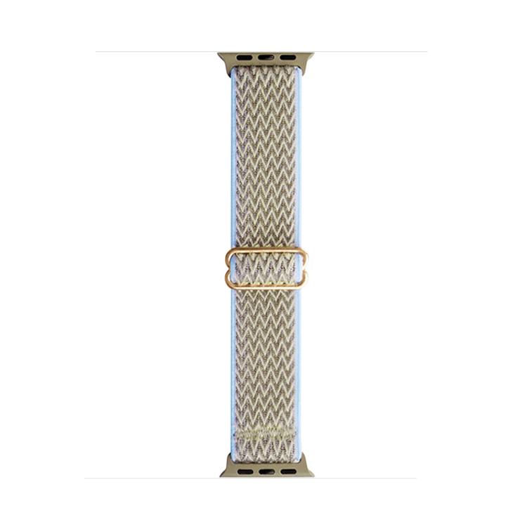 For Apple Watch 46mm / 49mm / 45mm / 44mm Kalebol Eight Buckle Wavy Braided Nylon Watch Band(Apricot) by Kalebol