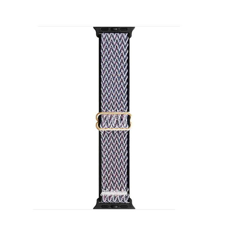 For Apple Watch 42mm / 41mm / 40mm / 38mm Kalebol Eight Buckle Wavy Braided Nylon Watch Band(Black Grey) by Kalebol