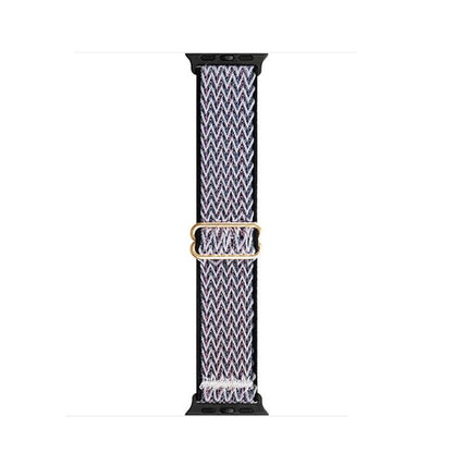 For Apple Watch 42mm / 41mm / 40mm / 38mm Kalebol Eight Buckle Wavy Braided Nylon Watch Band(Black Grey) by Kalebol