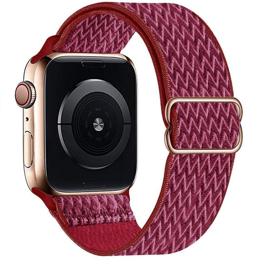 For Apple Watch 42mm / 41mm / 40mm / 38mm Kalebol Eight Buckle Wavy Braided Nylon Watch Band(Wine Red) by Kalebol