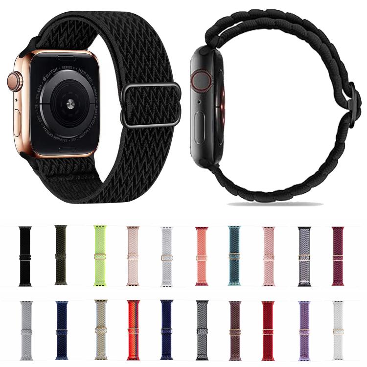 For Apple Watch 42mm / 41mm / 40mm / 38mm Kalebol Eight Buckle Wavy Braided Nylon Watch Band(Black) by Kalebol