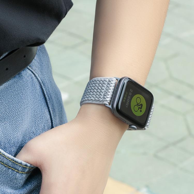 For Apple Watch 42mm / 41mm / 40mm / 38mm Kalebol Eight Buckle Wavy Braided Nylon Watch Band(Black) by Kalebol