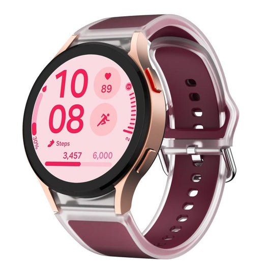For Samsung Galaxy Watch 7 / 6 / 5 / 4 Kalebol Glacier Transparent Silicone Watch Band(Wine Red) by Kalebol