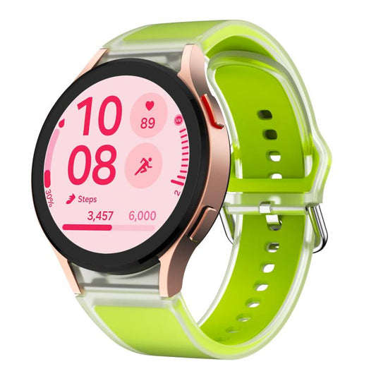 For Samsung Galaxy Watch 7 / 6 / 5 / 4 Kalebol Glacier Transparent Silicone Watch Band(Lime) by Kalebol