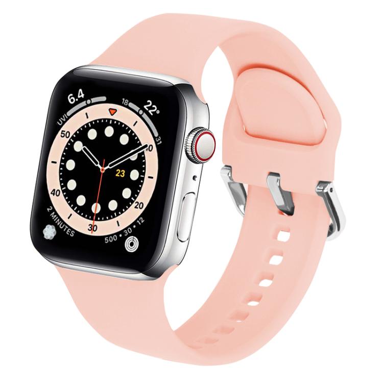 For Apple Watch 46mm / 49mm / 45mm / 44mm Kalebol Metal Pin Buckle Silicone Watch Band(Pink) by Kalebol