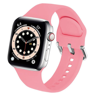 For Apple Watch 46mm / 49mm / 45mm / 44mm Kalebol Metal Pin Buckle Silicone Watch Band(Bright Pink) by Kalebol