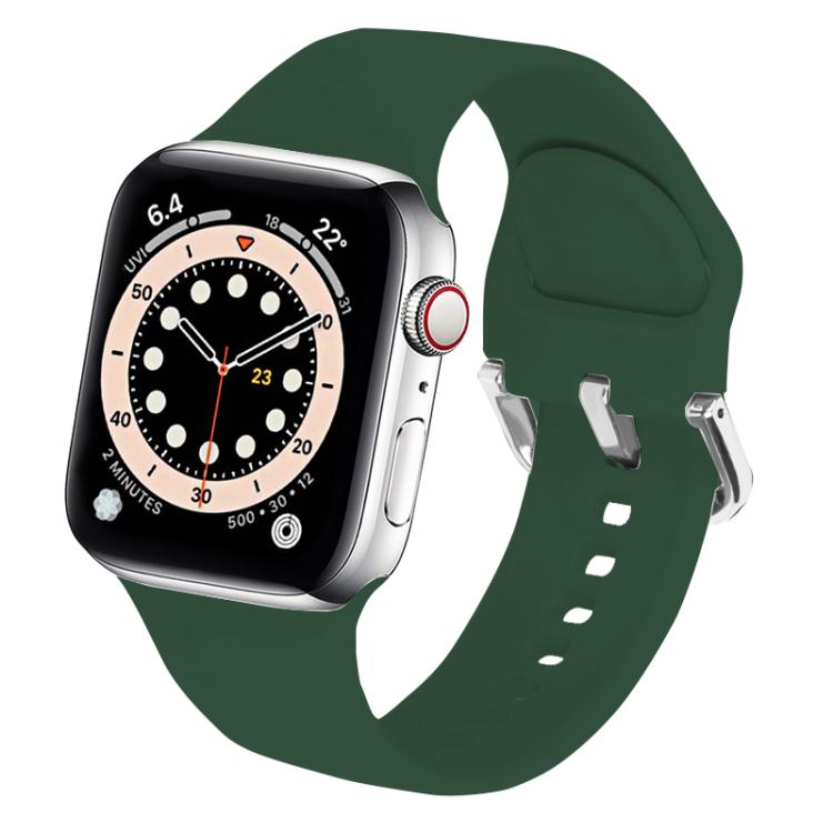 For Apple Watch 46mm / 49mm / 45mm / 44mm Kalebol Metal Pin Buckle Silicone Watch Band(Dark Green) by Kalebol