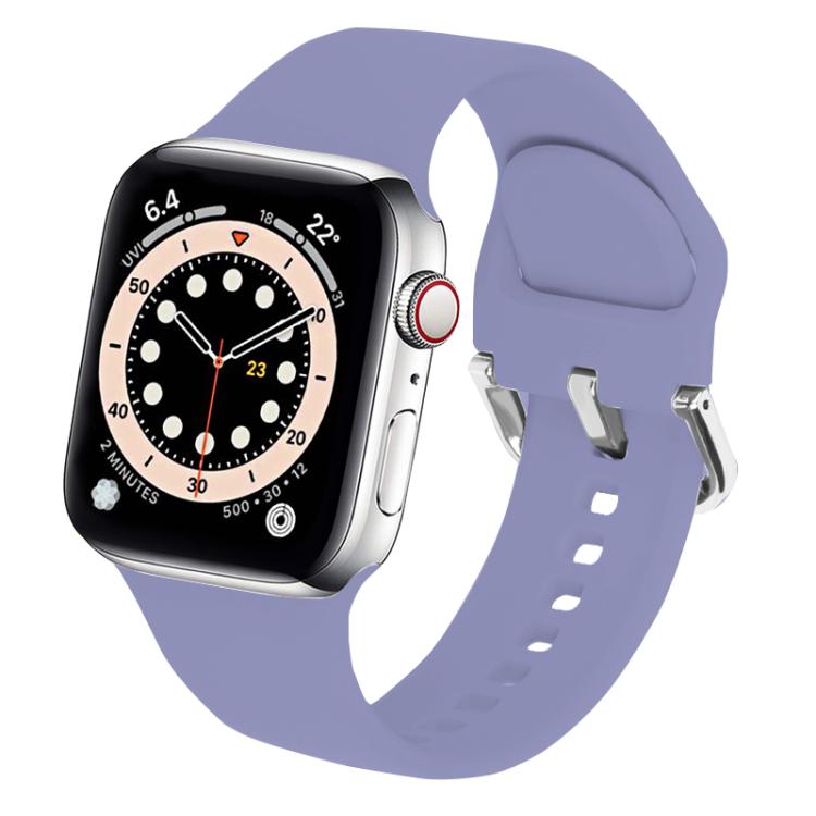For Apple Watch 46mm / 49mm / 45mm / 44mm Kalebol Metal Pin Buckle Silicone Watch Band(Lavender) by Kalebol