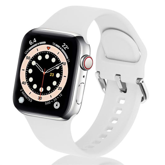 For Apple Watch 42mm / 41mm / 40mm / 38mm Kalebol Metal Pin Buckle Silicone Watch Band(White) by Kalebol