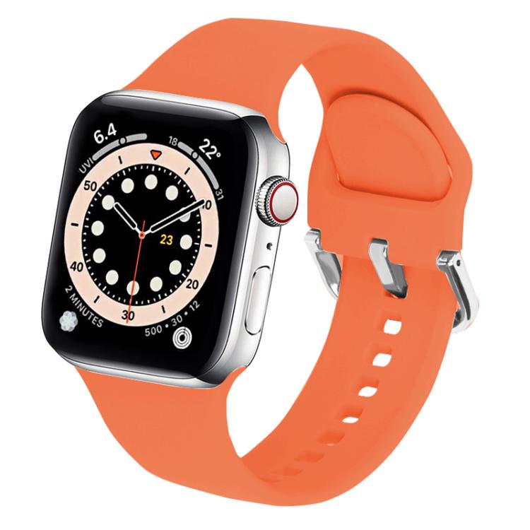 For Apple Watch 42mm / 41mm / 40mm / 38mm Kalebol Metal Pin Buckle Silicone Watch Band(Orange) by Kalebol