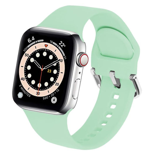 For Apple Watch 42mm / 41mm / 40mm / 38mm Kalebol Metal Pin Buckle Silicone Watch Band(Cyan) by Kalebol