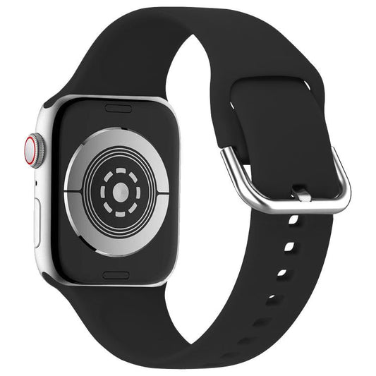 For Apple Watch 42mm / 41mm / 40mm / 38mm Kalebol Metal Pin Buckle Silicone Watch Band(Black) by Kalebol